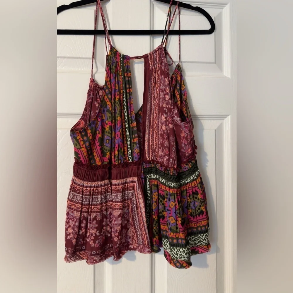 Free People Billini Patchwork Halter Top - Pink and Purple